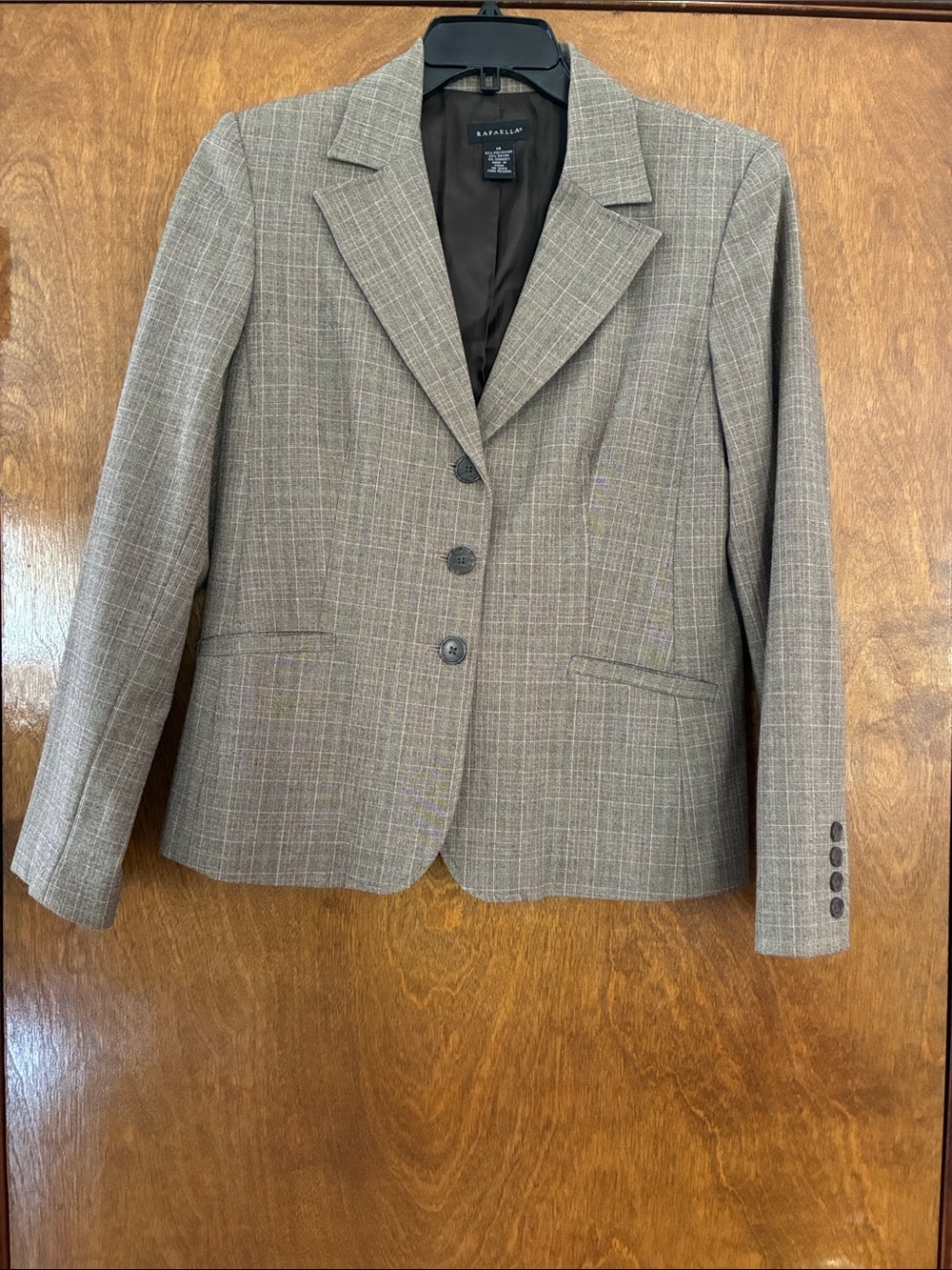 Rafaella Women's Brown Plaid Single-Breasted Blazer Size 14